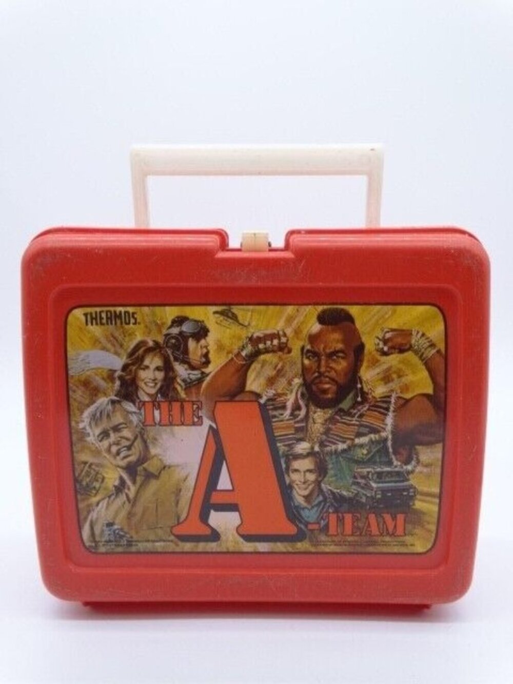 The A-Team Thermos Vintage Lunch Box Red Plastic 1983 No Thermos Bottle